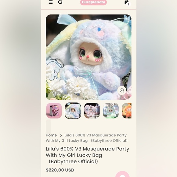 BABY THREE Liila's 600% V3 Masquerade Party With My Girl Lucky 💯AUTH MSRP $220 - Picture 11 of 13